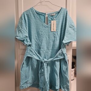NWT 3XL blue top with white stripes